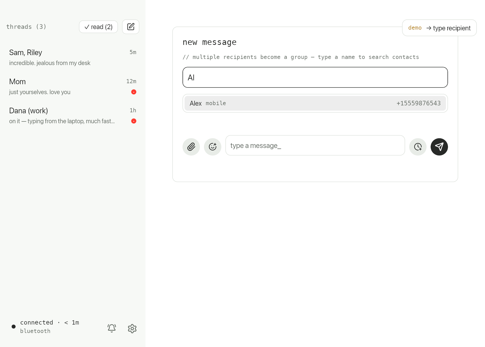 Recipient autocomplete