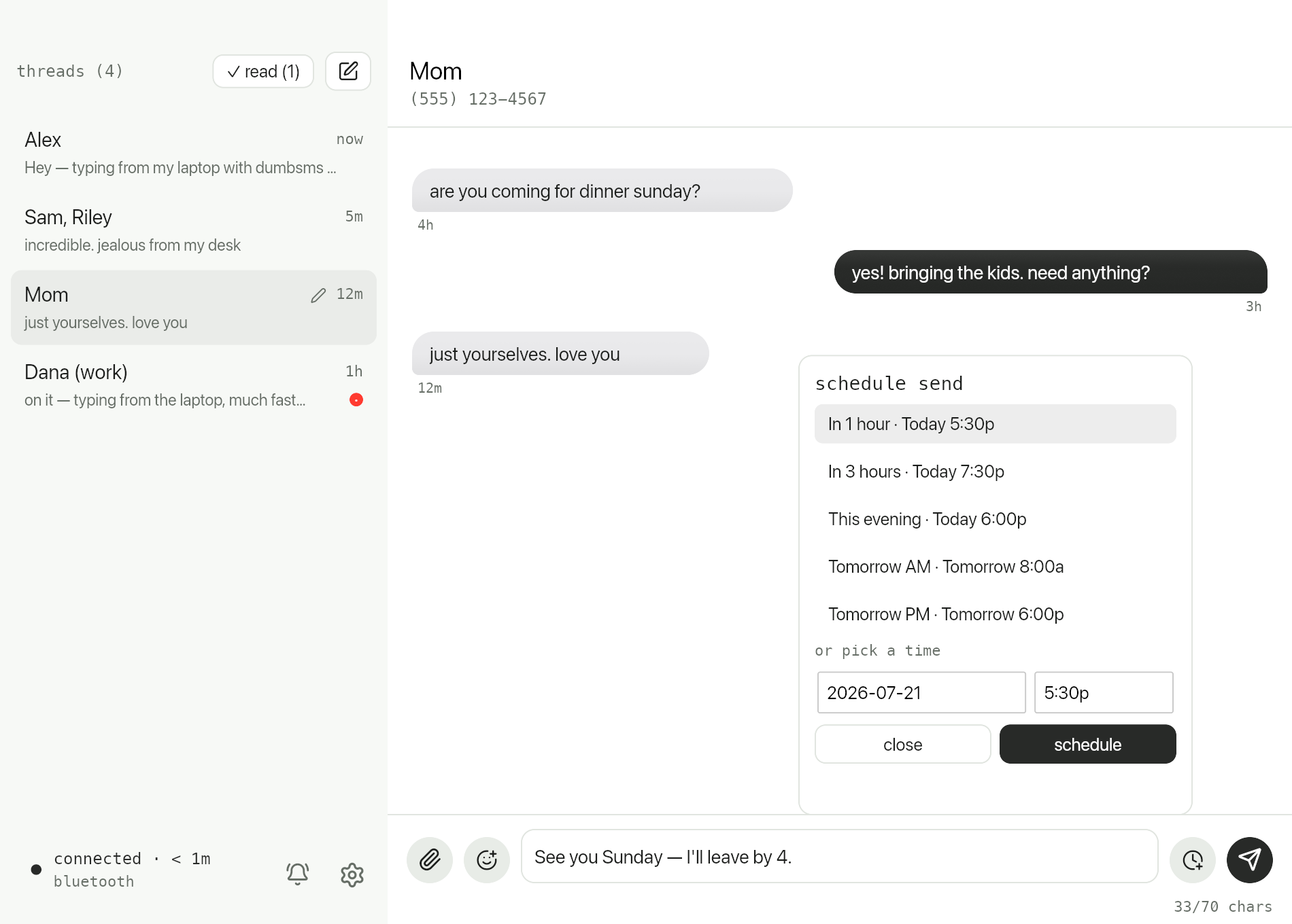 Schedule message